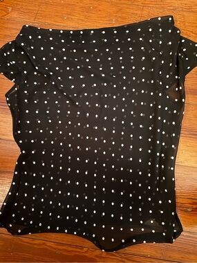 Worthington Black Polka Dot Short Sleeve Top